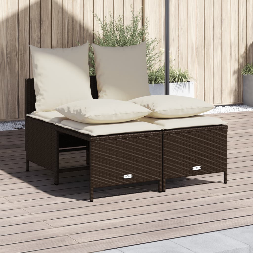 Vidaxl 4-delige loungeset met kussens poly rattan bruin