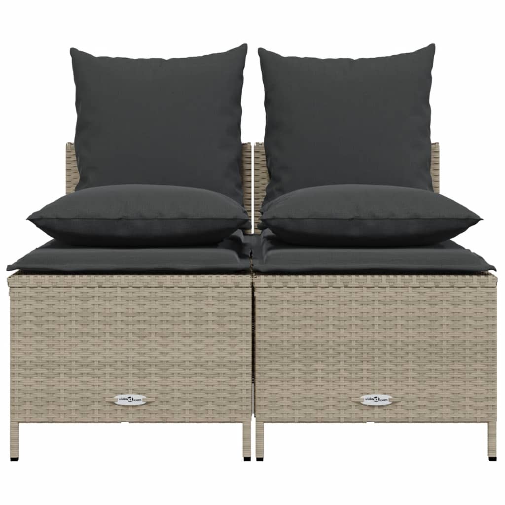 Vidaxl 4-delige loungeset met kussens poly rattan lichtgrijs
