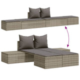 Vidaxl ligbed 2-persoons met kussens poly rattan grijs