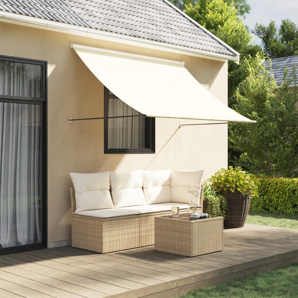Vidaxx ausziehbare Markise 200x150 cm Stoff und Stahl cremefarben