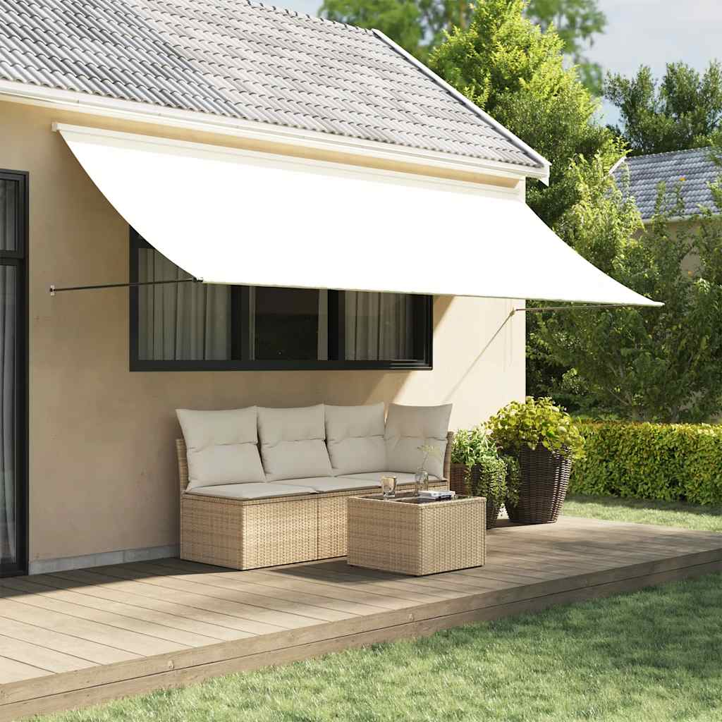 Vidaxx ausziehbare Markise 350x150 cm Stoff und Stahl cremefarben