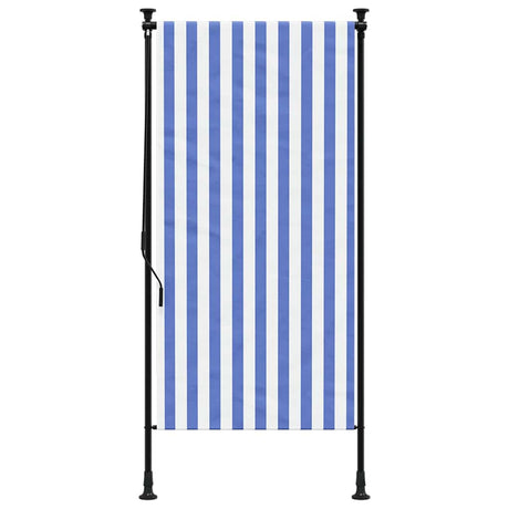 Vidaxxl Außenrollo 100x270 cm Stoff und Stahl blau und weiß