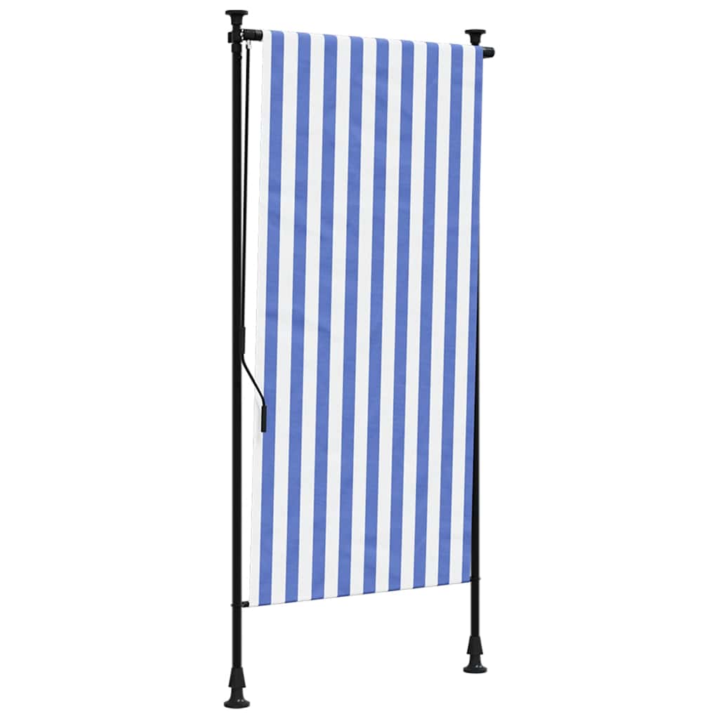 Vidaxxl Außenrollo 120x270 cm Stoff und Stahl blau und weiß