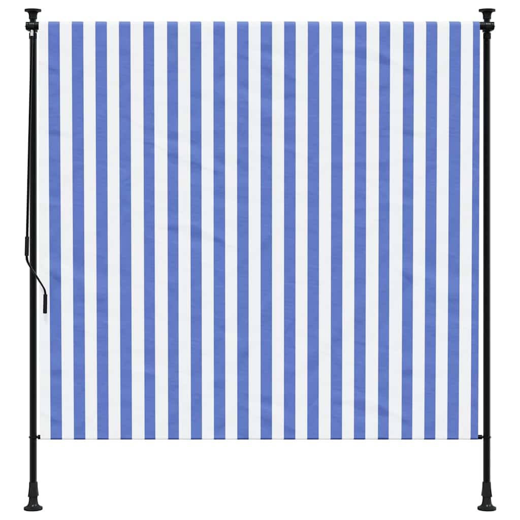 Vidaxxl Außenrollo 150x270 cm Stoff und Stahl blau und weiß