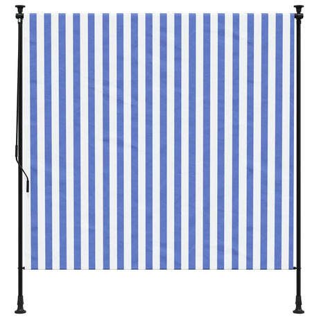Vidaxxl Außenrollo 150x270 cm Stoff und Stahl blau und weiß