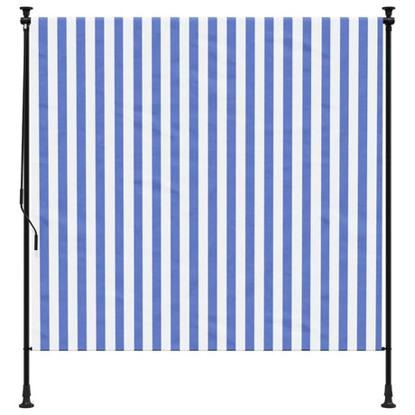 Vidaxxl Außenrollo 200x270 cm Stoff und Stahl blau und weiß