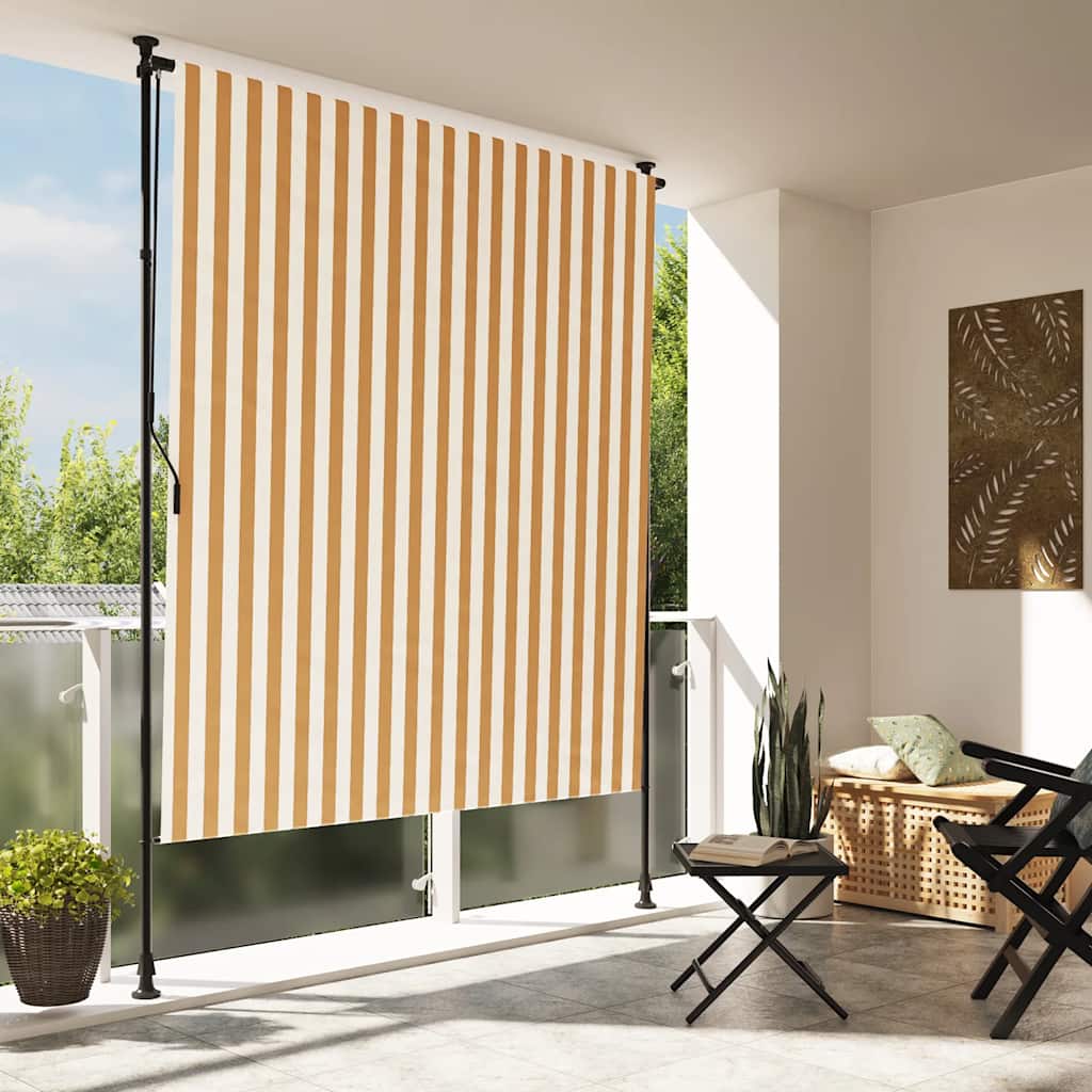 Vidaxxl Außenrollo 150x270 cm Stoff und Stahl Orange und Weiß