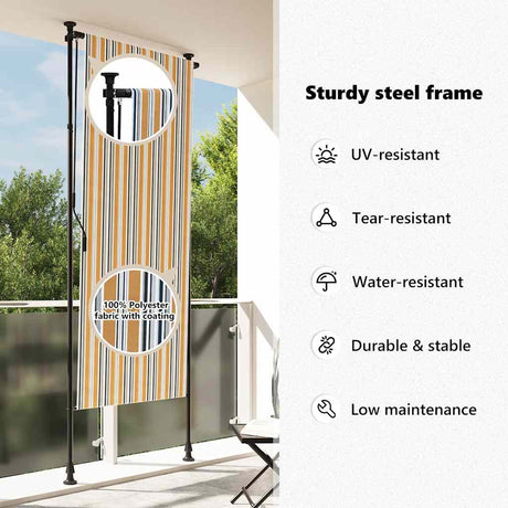 Vidaxxl Außenrollo 100x270 cm Stoff und Stahl Gelb und Weiß