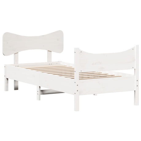 Vidaxl bedframe zonder matras massief grenenhout wit 75x190 cm