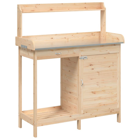 Vidaxx Pflanztisch mit Schrank 110,5x45x124,5 cm massives Kiefernholz