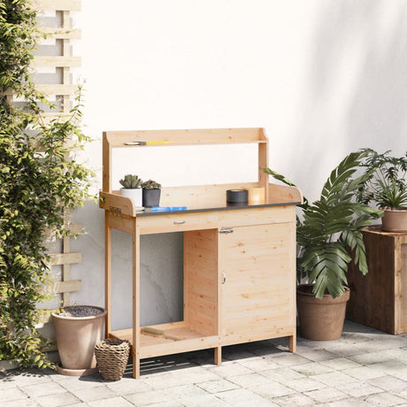 Vidaxx Pflanztisch mit Schrank 110,5x45x124,5 cm massives Kiefernholz