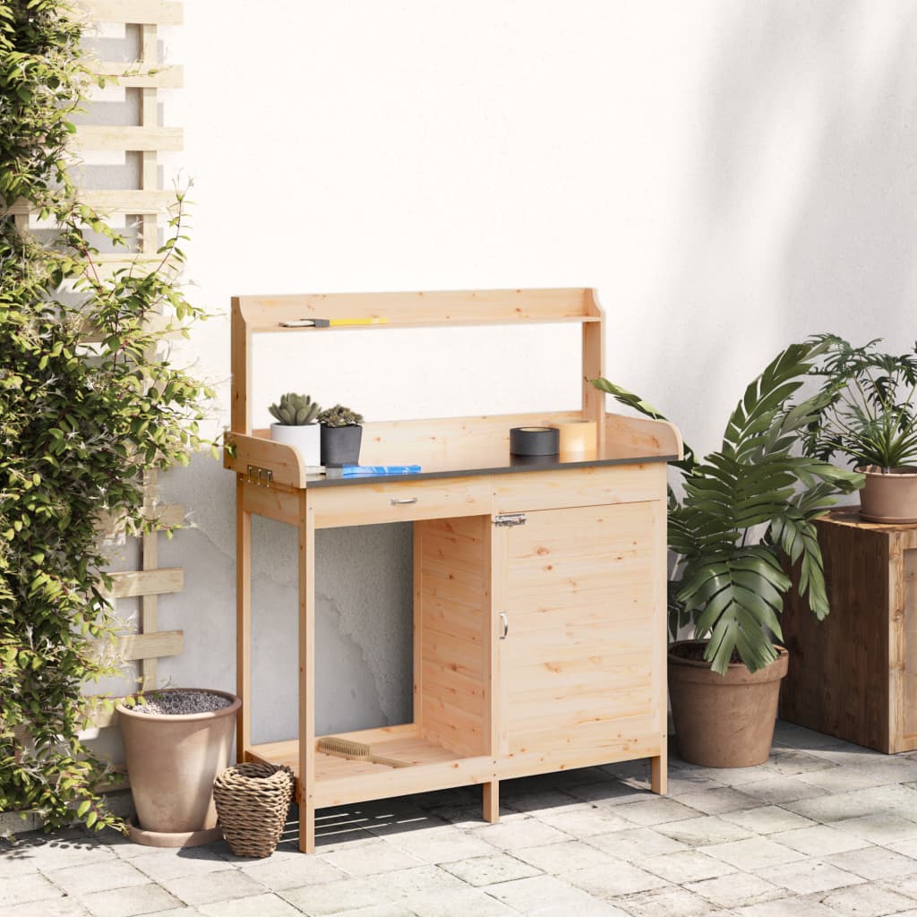 Vidaxx Pflanztisch mit Schrank 110,5x45x124,5 cm massives Kiefernholz