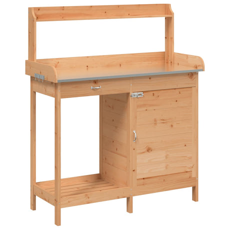 Vidaxx Pflanztisch mit Schrank 110,5x45x124,5 cm massives Kiefernholz braun