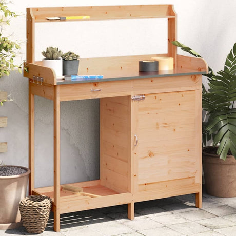 Vidaxx Pflanztisch mit Schrank 110,5x45x124,5 cm massives Kiefernholz braun
