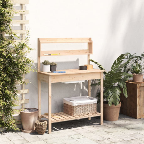 Vidaxx Pflanztisch mit Spüle 147,5x44x139,5 cm massives Kiefernholz