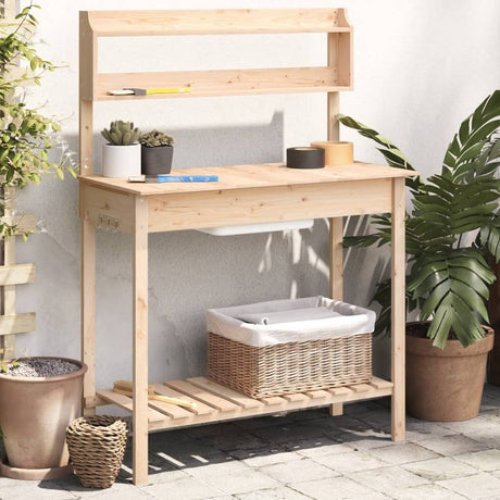 Vidaxx Pflanztisch mit Spüle 147,5x44x139,5 cm massives Kiefernholz