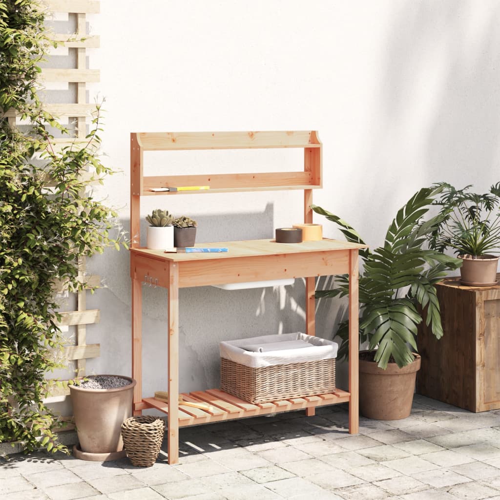 Vidaxx Pflanztisch mit Waschbecken 147,5x44x139,5 cm Kiefernholz braun