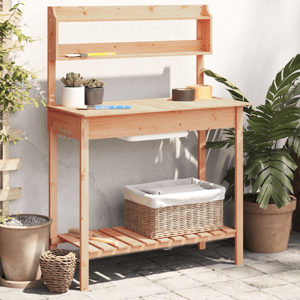 Vidaxx Pflanztisch mit Waschbecken 147,5x44x139,5 cm Kiefernholz braun