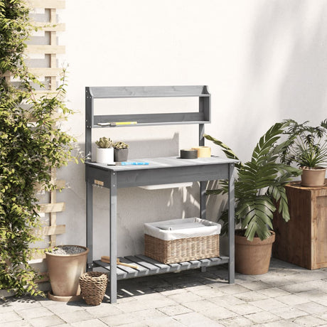 Vidaxx Pflanztisch mit Waschbecken 147,5x44x139,5 cm Kieferngrau
