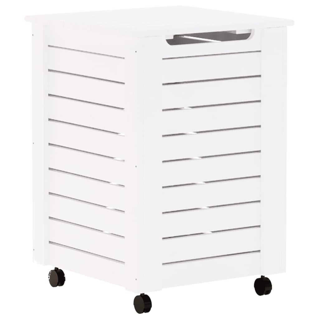 Vidaxx Wäschekorb mit Rollen Rana 45x45x64 cm massives Kiefernholz weiß