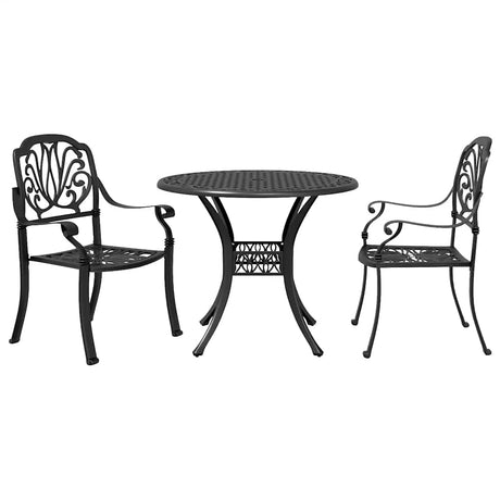 Vidaxl 3-delige bistroset gietaluminium zwart