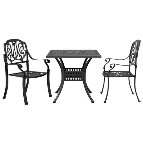 Vidaxl 3-delige bistroset gietaluminium zwart