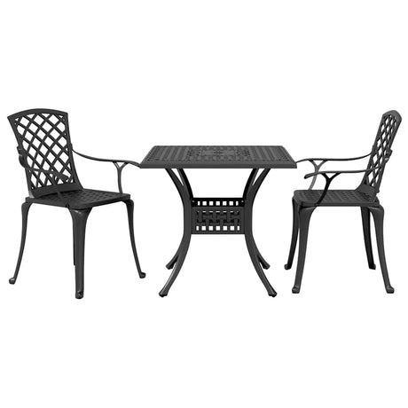 Vidaxl 3-delige bistroset gietaluminium zwart