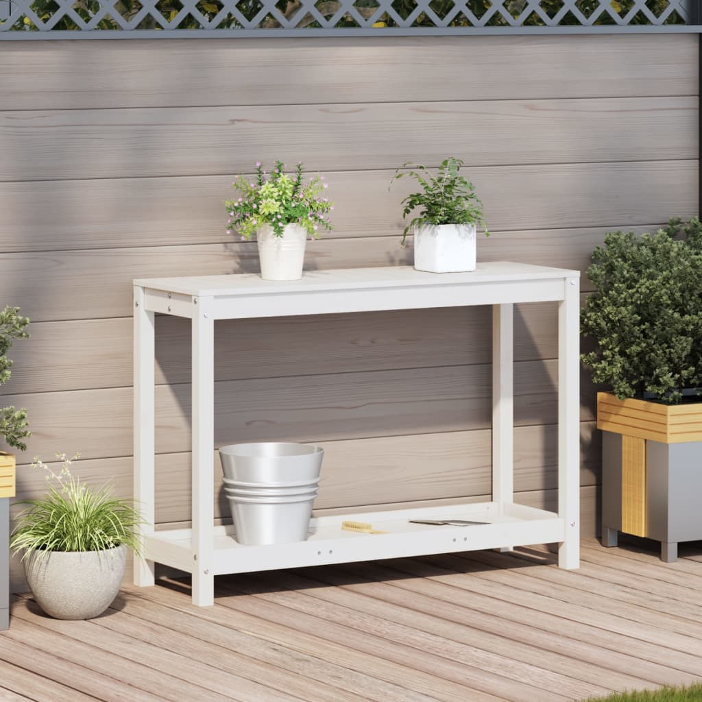 Vidaxx Pflanztisch mit Ablage 108x35x75 cm massives Kiefernholz weiß