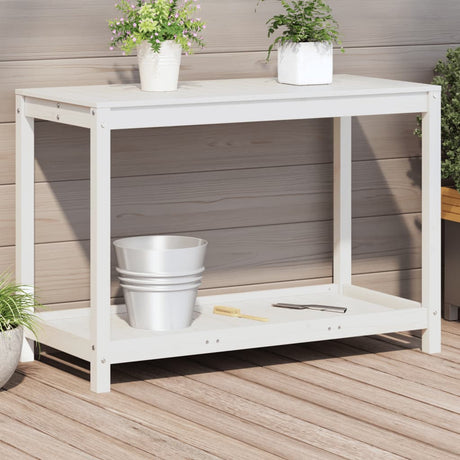 Vidaxx Pflanztisch mit Ablage 108x50x75 cm massives Kiefernholz weiß