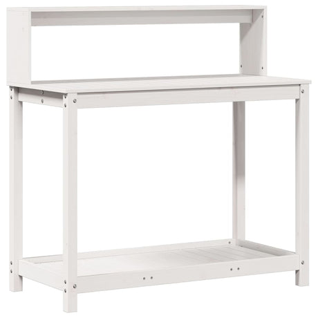 Vidaxx Pflanztisch mit Regalen 108x50x109,5 cm massives Kiefernholz weiß