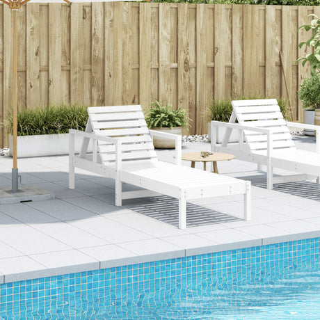 Vidaxl ligstoel 199,5x62x55 cm massief grenenhout wit