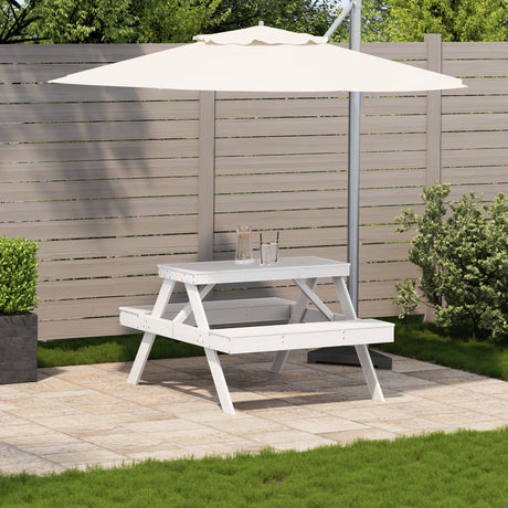 Vidaxl picknicktafel 105x134x75 cm massief grenenhout wit