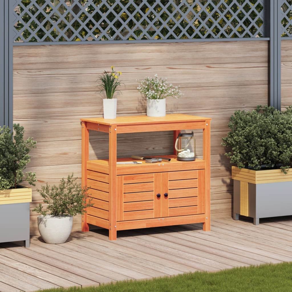 Vidaxx Pflanztisch mit Regalen 82,5x45x81 cm massives Kiefernholz braun