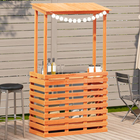 Vidaxl tuinbartafel met dak bruin 112,5x57x195,5 cm massief hout