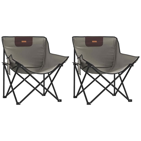 Vidaxl campingstoelen 2 st met vakje inklapbaar grijs