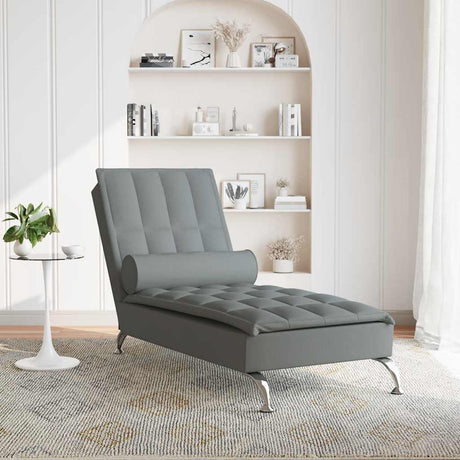 Vidaxl massage chaise longue met bolster stof donkergrijs