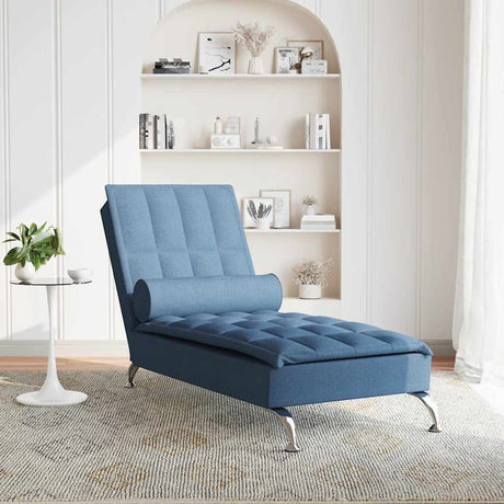 Vidaxl massage chaise longue met bolster stof blauw
