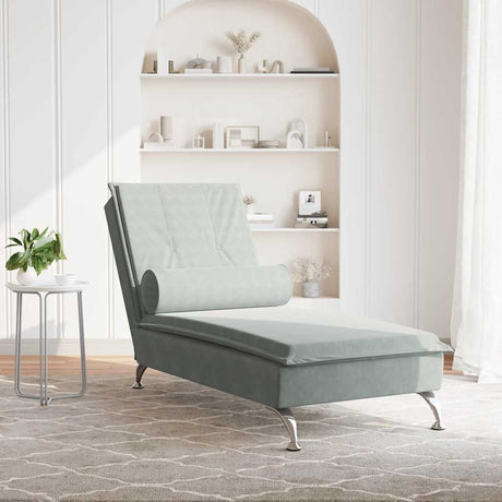 Vidaxl massage chaise longue met bolster fluweel lichtgrijs