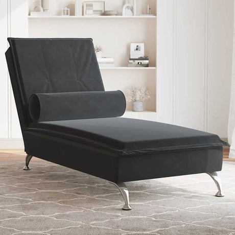 Vidaxl massage chaise longue met bolster fluweel zwart