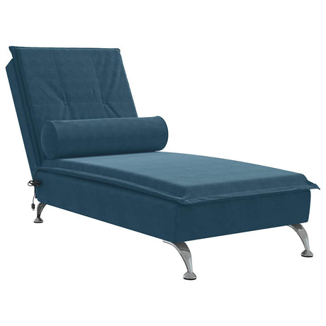 Vidaxl massage chaise longue met bolster fluweel blauw
