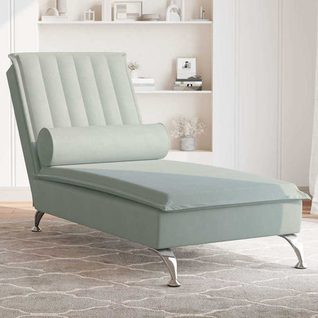 Vidaxl massage chaise longue met bolster fluweel lichtgrijs
