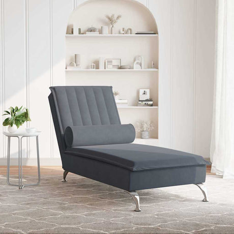 Vidaxl massage chaise longue met bolster fluweel donkergrijs