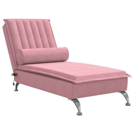 Vidaxl massage chaise longue met bolster fluweel roze