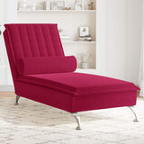 Vidaxl massage chaise longue met bolster fluweel wijnrood