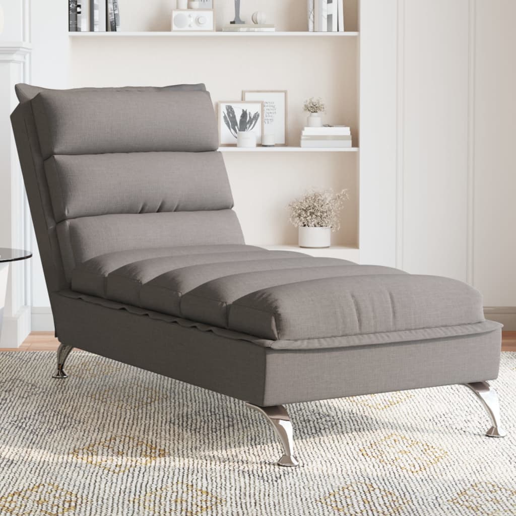 Vidaxl chaise longue met kussens stof taupe