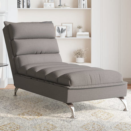 Vidaxl chaise longue met kussens stof taupe