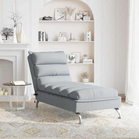 Vidaxl massage chaise longue met kussens stof lichtgrijs