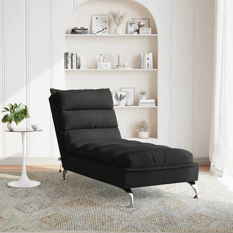 Vidaxl massage chaise longue met kussens stof zwart