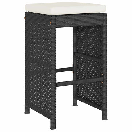 Vidaxl tuinbarkrukken met kussens 2 st poly rattan zwart
