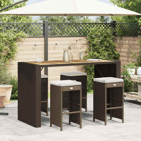 Vidaxl tuinbarkrukken met kussens 4 st poly rattan bruin